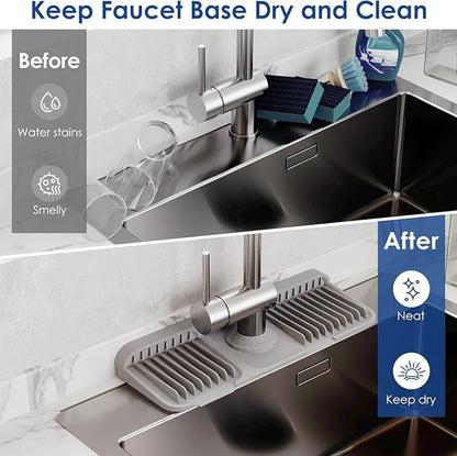 14.6 Inch Silicone Faucet Mat for Kitchen Sink Splash Guard