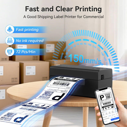 Hoorola Bluetooth Thermal Label Printer, Wireless 4x6 Shipping Label Printer for Small Business & Shipping Packages, Support iPhone, Android, Windows, macOS, Work for Amazon, Shopify, Etsy, USPS