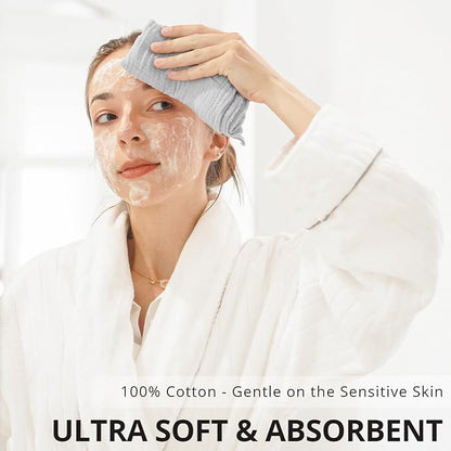 Konssy 7-Pack Ultra Soft Muslin Cotton Face Wash Cloths, Reusable Absorbent