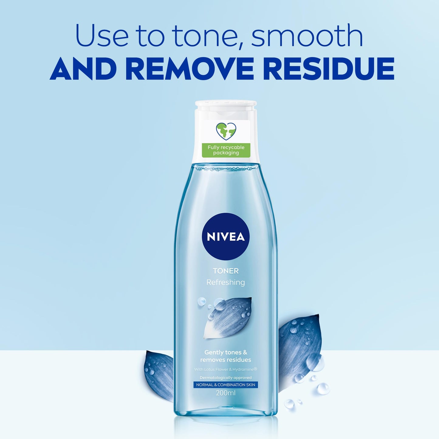 NIVEA Refreshing Toner 200ml | With Lotus & Hydramine | Effective Makeup Remover | Gently Cleanses and Moisturises Skin | Eliminates Impurities | For Normal & Combination Skin (Pack of 2)