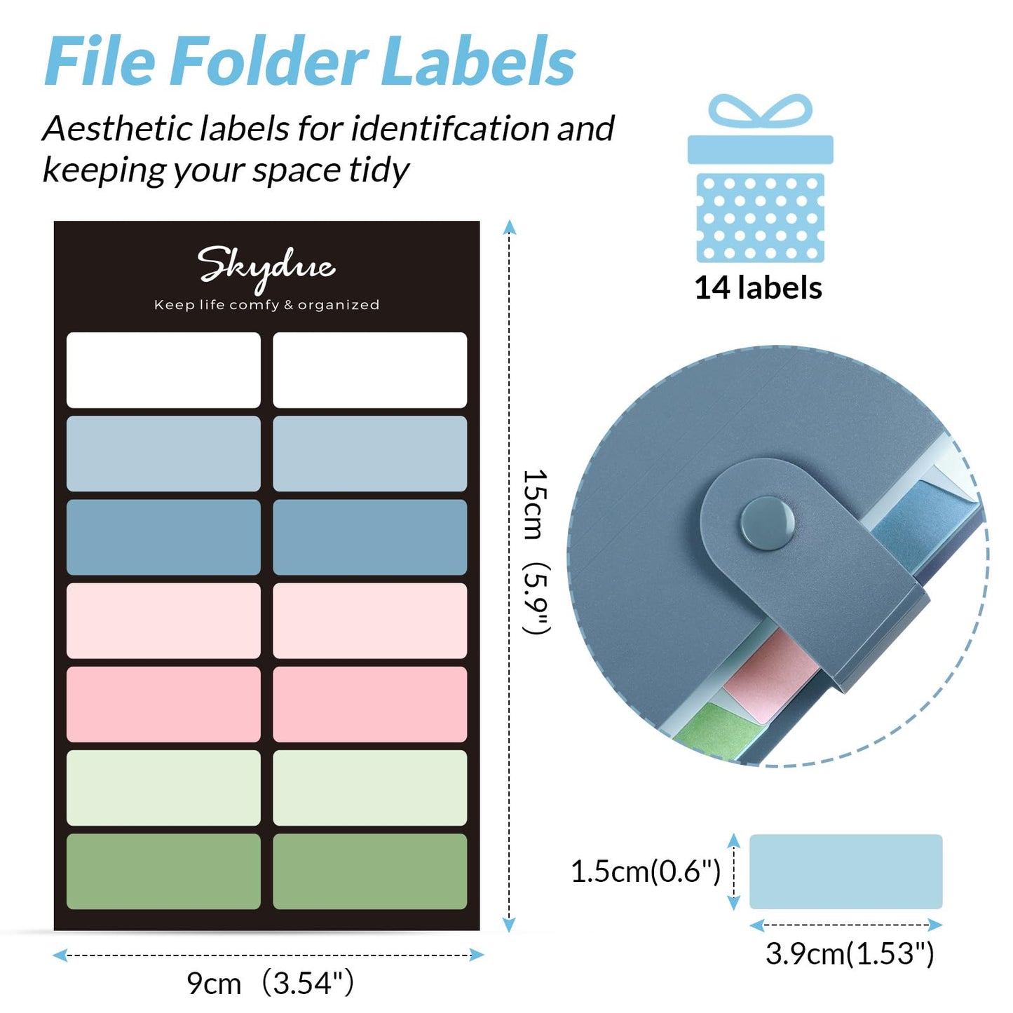 SKYDUE Expanding File Organizer with 8 Pockets, Accordion File Folders with Labels, Portable Document Paper Bill Receipt Organizer, Home College School Office Supplies, Letter Size, Blue