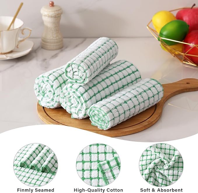 Homaxy Kitchen Towels and Dishcloths Set, 16 x 25 and 12 x 12 Inches, Super