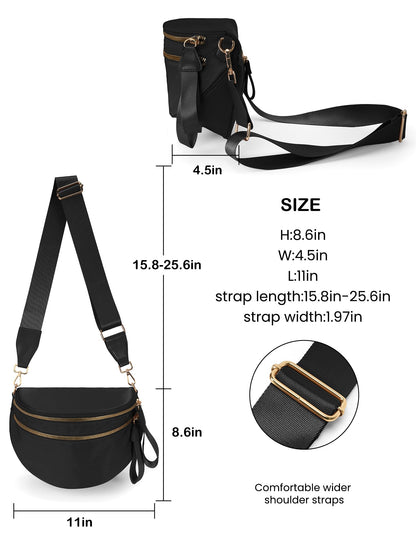 Spacious Nylon Crossbody Bag Bum Bag Handbags Wallets Purses Trendy Shoulder Bag for Women