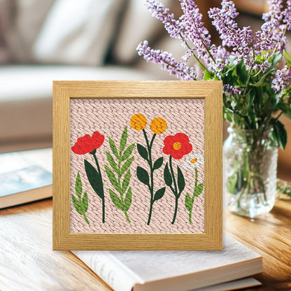 ORIGACH 2 Set Embroidery Punch Needle Kit with Frame, Wildflower Needle Punching Kit with Patterns, Threads, Tools & Instructions for Beginners & Adults, DIY Wall Hanging Decor