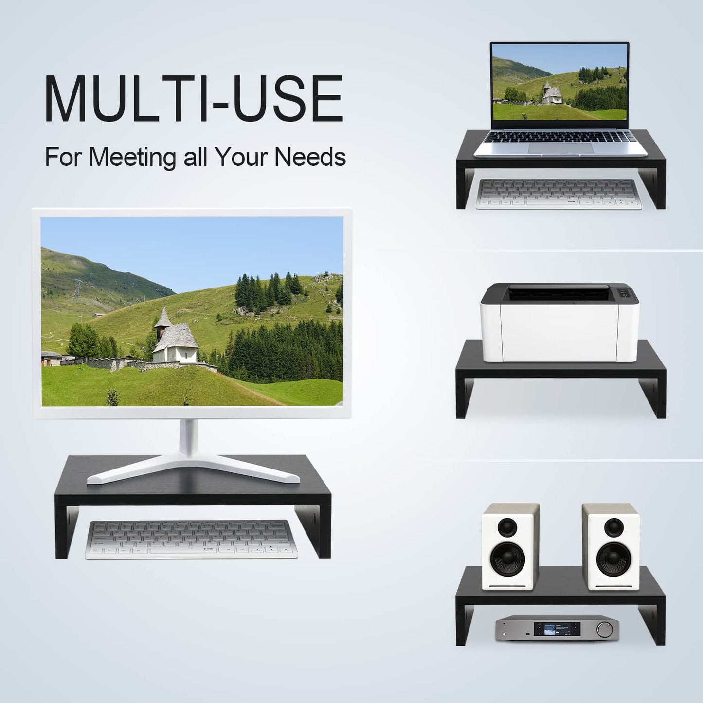 TEAMIX 20 Inch and 14.2 inch Desktop Monitor Stand Riser Printer Stand for Desk Organizer.