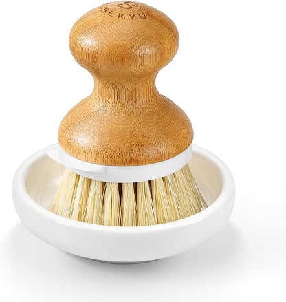 SUBEKYU Bamboo Dish Brush, Kitchen Dish Scrubber Brush, Natural Wooden