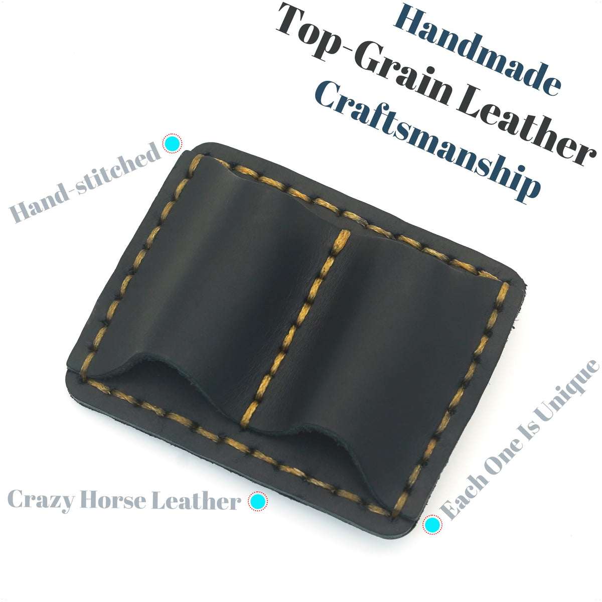 ESSSO Pen Holder for Notebook – Handmade Vintage Top-Grain Leather Notebook Pen Holder with Clip & Pen Loop for Journal, Planner & Bible (Black)