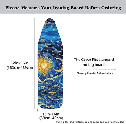 Moon Print Ironing Board Cover and Pad Washable Thick Padding Heavy Duty Iron