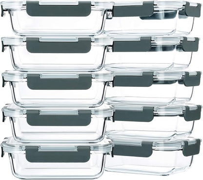 M MCIRCO 10-Pack, 22 Oz Glass Meal Prep Containers, Glass Food Storage