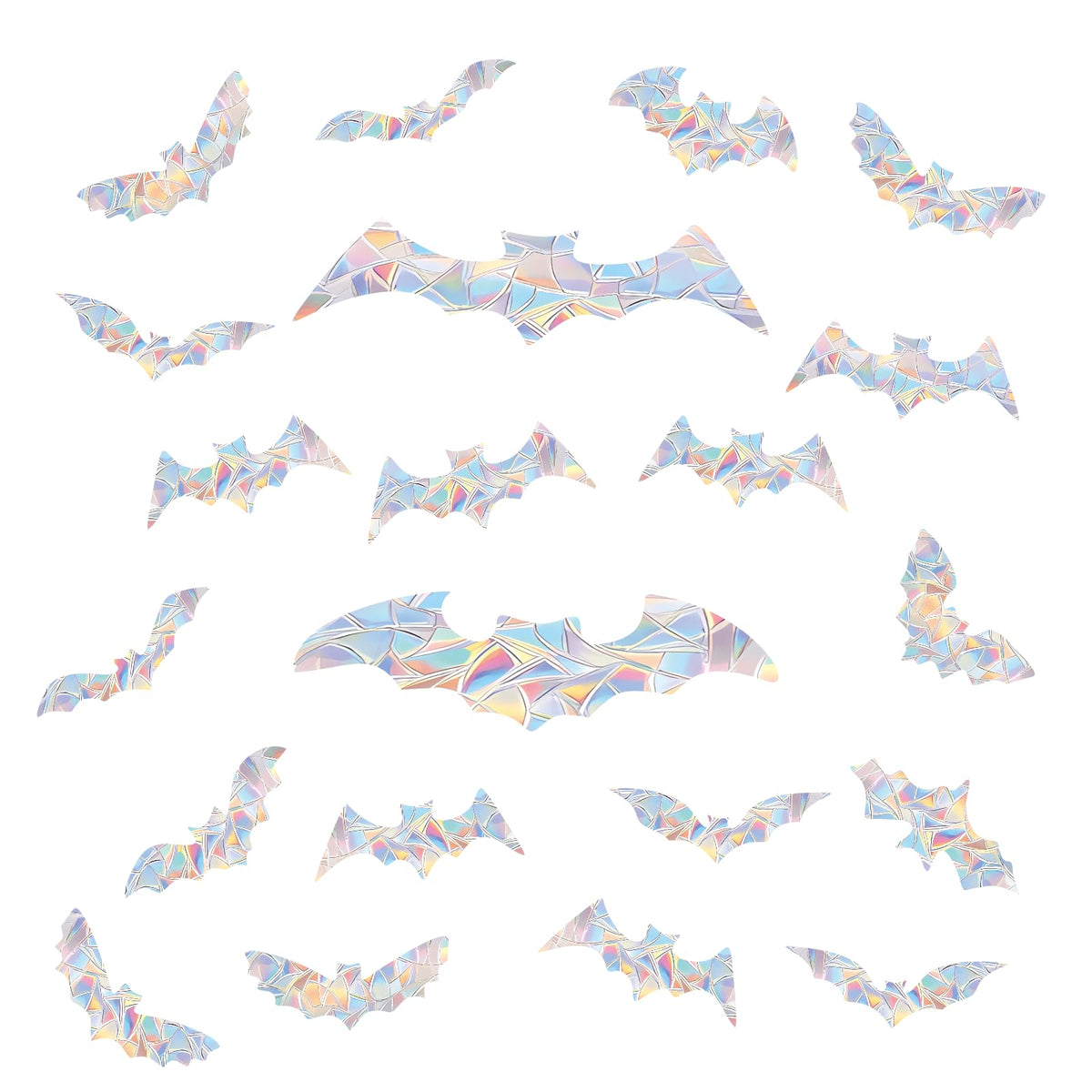 45PCS Halloween Bat Window Stickers Prevent Birds from Hitting Windows, Rainbow Sun Catcher Stickers No Glue Required, Non-Adhesive Reusable Vinyl Rainbow Stickers