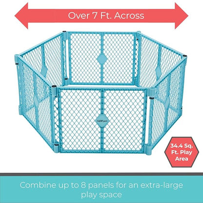 Toddleroo by North States - Superyard 2-Panel Extension: 65.5 Inch Play Yard Extension - Works with Superyard Playpens - Aqua
