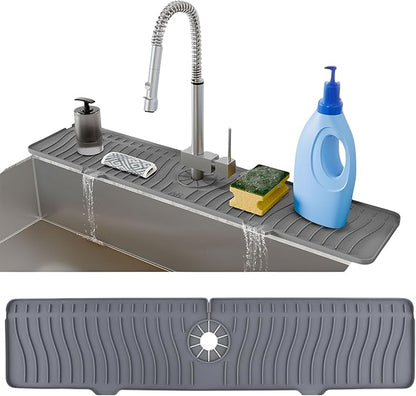 24 Inch Longer Faucet Mat for Kitchen Sink, Silicone Sink Faucet Mat Splash