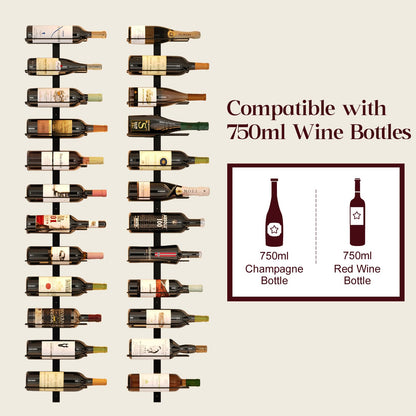 12 Bottle Wall-Mounted Wine Rack, Detachable Storage Organizer Used as One or Four, DIY Wall Hanging Bottle Holder, for Dining Room, Bar, Wine Cellar
