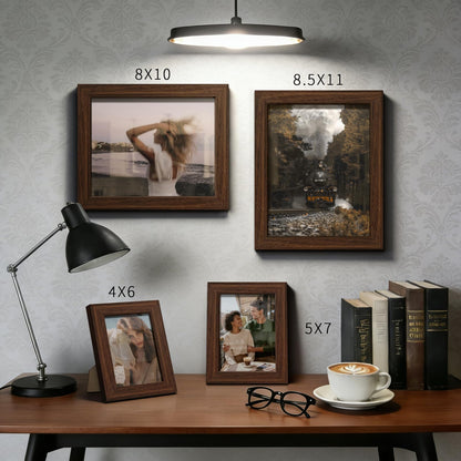 KissNow 8x10 Picture Frame 5-Pack - Brown Wooden 10x8 Frames with Tempered Glass, Classic Tabletop Gallery Frames for Photos & Art Prints