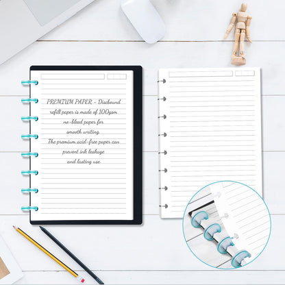 Discbound Refill Paper, Disc Paper Refill for Note-Taking System Discbound Planner Inserts with 240 Pages, 5 Sheets Dividers,White Paper Refill, Letter Size 8.5" x 11 "