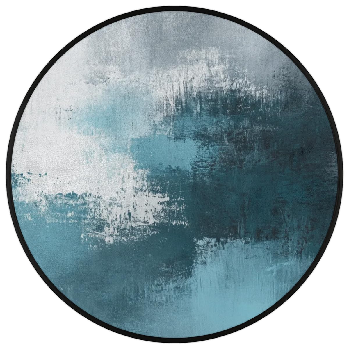 Round Area Rug 3 ft - Abstract Watercolor Washable Circle Rugs Non Slip Round Floor Mat - Soft Large Carpet for Living Room Nursery Bedroom Kitchen