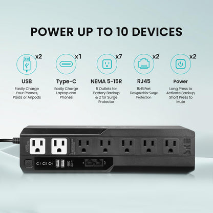 SKE SMART KEY ENERGY SKE 425VA/240W UPS Battery Backu Surge Protector for Computer UPS Battery Backup Uninterruptible Power Supply…, VL425