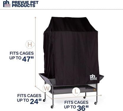 Prevue Pet Products Large Bird Cage Cover - Good Night Cage Cover, Bird Accessories, Blocks Light, Breathable Nylon Fabric, Fits a Variety of Cage Sizes - Black, Size Large