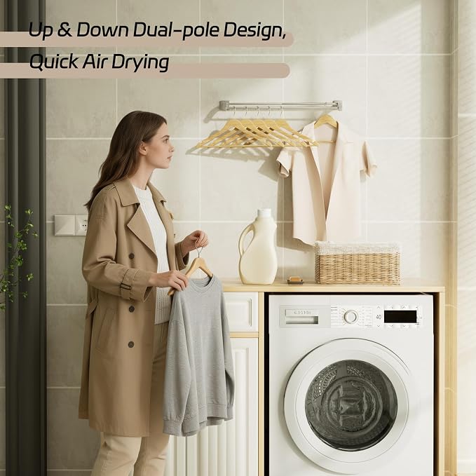 Alise Double Towel Bar, 24 Inch Towel Rack for Bathroom Wall Mounted, SUS304 Stainless Steel Bathroom Towel Holder Joining Process Towel Rail for Bathroom, Brushed Nickel