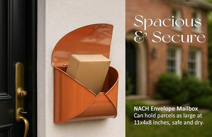NACH Wall Mount Mailboxes, 12.5 x 10 x 5 inch Terracotta Wall Mailboxes for Outside, Waterproof Mailboxes for Outside - Envelope Mailbox