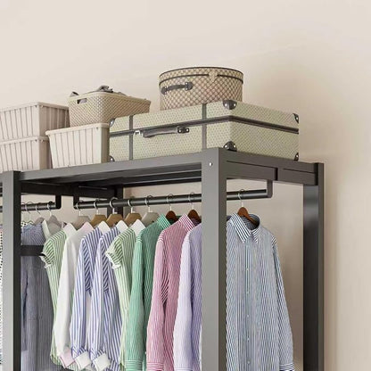 Foldable Portable Wardrobe Closet with Magnetic Doors & Cover, Heavy Duty Covered Clothes Rack with Hanging Clothing Rod, Metal Frame Standing Alone Closet for Bedroom (Door Design D, 70.9IN/180CM)