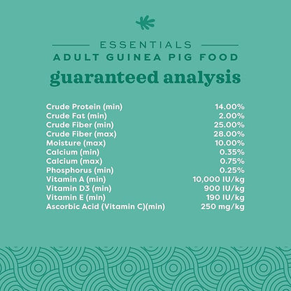 Oxbow Essentials Adult Guinea Pig Food - All Natural Adult Guinea Pig Pellets- No Artificial Ingredients- Veterinarian Recommended- All Natural Vitamins & Minerals- Made in the USA - 25 lb.