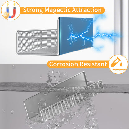 Magnetic Spice Rack for Refrigerator, 6 Pack 100% Metal Strong Magnet Shelf, Space Saving Spice Organizer, Home Kitchen Laundry Room Storage Organization W/ Paper Towel Holder, Utensils Racks (Grey)