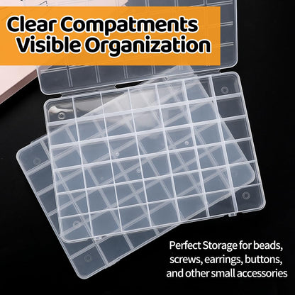 Praisebank 42 Grids Beading Storage Container Box, Perfect for Storage Beads & Small Items. (Clear / 4 Pack)