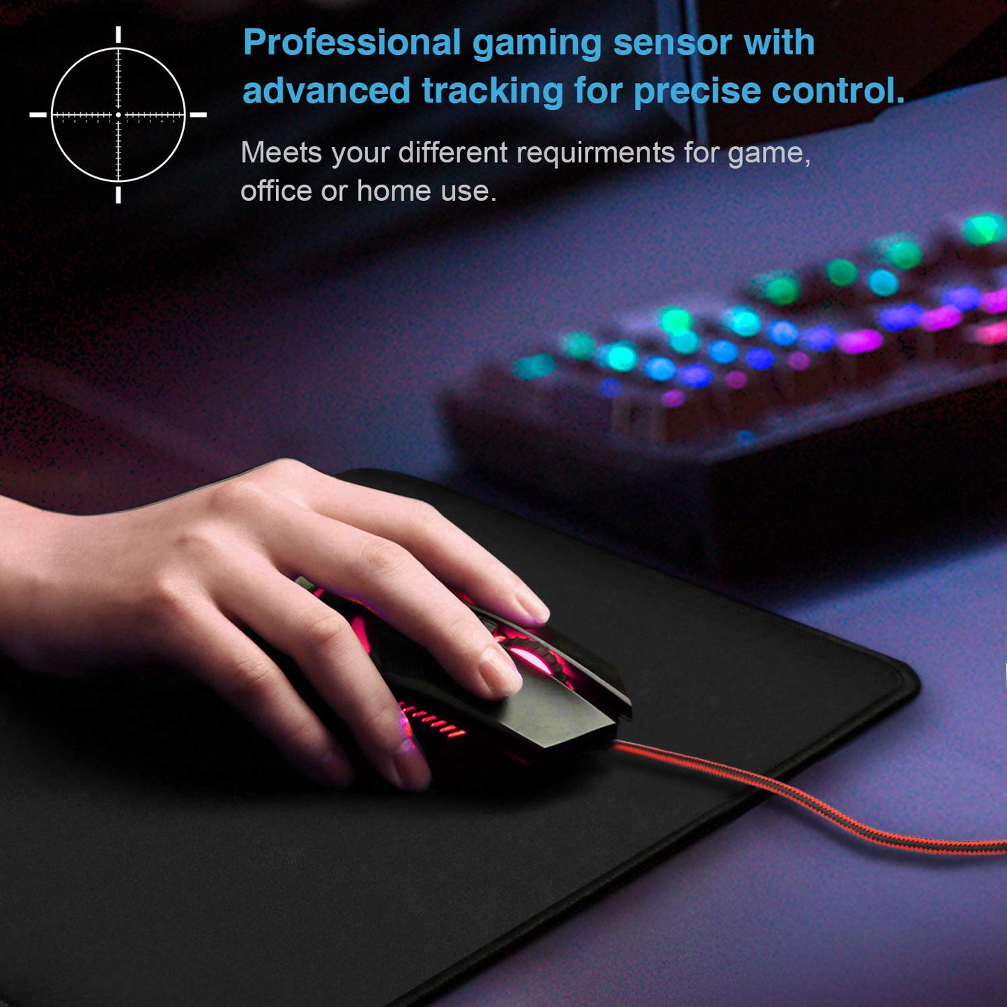 TECKNET Wireless Mouse-USB Ergonomic Optical Cordless Mouse with 8 Buttons,24-Month Battery Life,High-Precision 5 Adjustable DPI for PC/Mac/Laptop