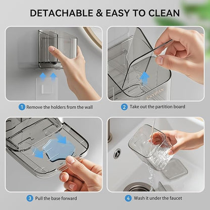 Toothbrush Holders for Bathrooms, 3 Slots Detachable Electric Toothbrush Holder