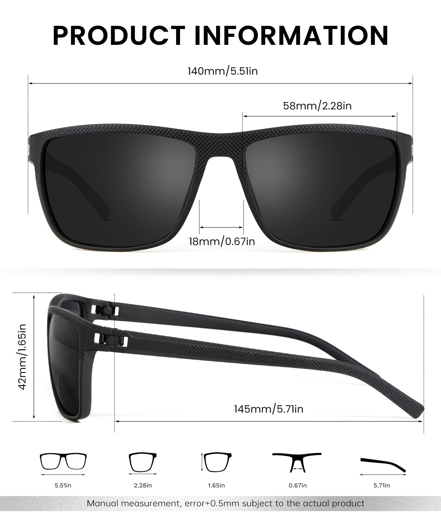 CIFOYA Polarized Sunglasses for Men Women, Square Sun Glasses for Driving Fishing Golf Lightweight Fashion Square Sun Glasses 100% UV400 Protection 3 Packs (Black/Ice Blue/Orange)