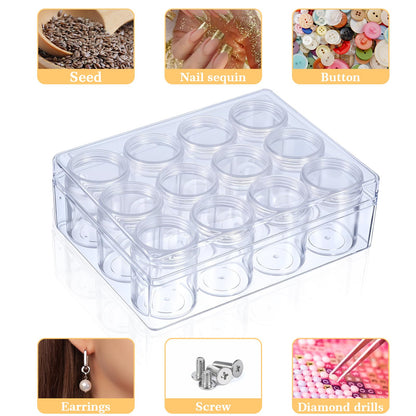 Xaajooio 2 Pack Clear Plastic Bead Storage Containers 12 Grids Portable Small Diamond Art Painting Organizer Box with Screw Lids for Jewelry, Beads, Rhinestones, Crafts, and DIY Accessories