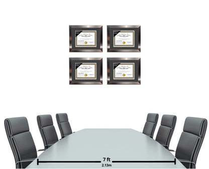 Creative Picture Frames 11” x 14” Stainless Steel Finish Diploma Frame with Black Mat to Hold 8.5 by 11-inch Graduation Documents w/Stand and Wall Hanger