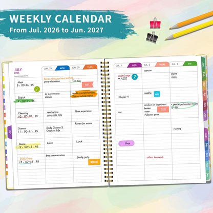 Teacher Planner 2026-2027, July 2026 to June 2027 Academic Year, 8.5" x 11" Lesson Planner Book for Teachers with Colorful Tabs, Hardcover, Color Stripe