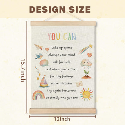 IAFQWDS Kids Affirmations Wall Art Hanging Poster Framed, Self Acceptance Mental Health Wall Decor Prints for Kids Room Classroom Playroom Calming Corner School Counselor Therapy Office, 12x16 Inch