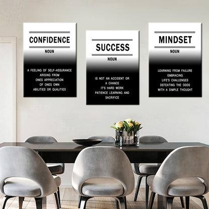Extra Large 3 Piece Canvas Wall Art Motivational Quotes Decor Confidence Mindset Success Framed Artwork for Conference Room Executive Office Living Room Men Women Teen Gift, 60" W x 28" H
