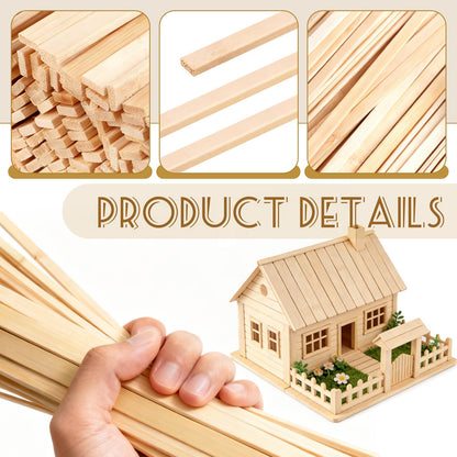 200 Pcs Extra Long Natural Bamboo Sticks - 15.7 x 0.35 Inch Strong Wood Strips, Multipurpose Wooden Craft Sticks for DIY Craft Projects, Handmade Decor, Model Building & Art Supplies