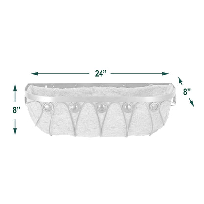 Arcadia Garden Products Hanging Window Basket Metal Trough Flower Planter with Coco Liner for Outdoor Windowsill, Railing, Patio, Garden, Balcony, Fence, 24-inch