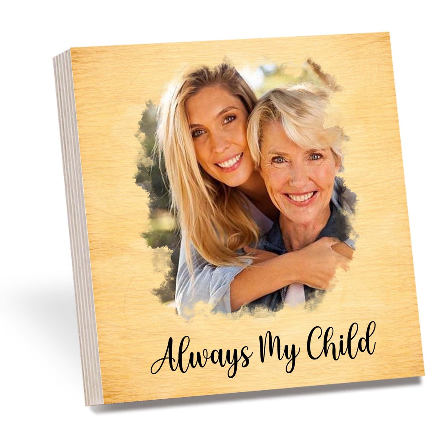 Personalized Wooden Block Sign with Custom Photo, Couple Family Friend Picture Shelf Sitter, Rustic Home Decor Keepsake Anniversary Wedding Gift