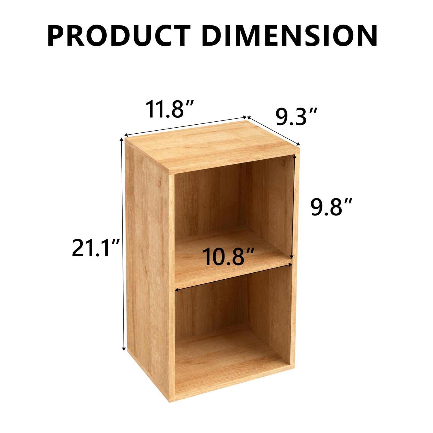 NewBeth Wooden 2 Cube Storage Organizer, 2 Tier Storage Cubes Storage Display Cubby, Versatile Cubes Shelf and Cubby Organizer for Any Space (Oak, 2 Cube-W(11.8inch)