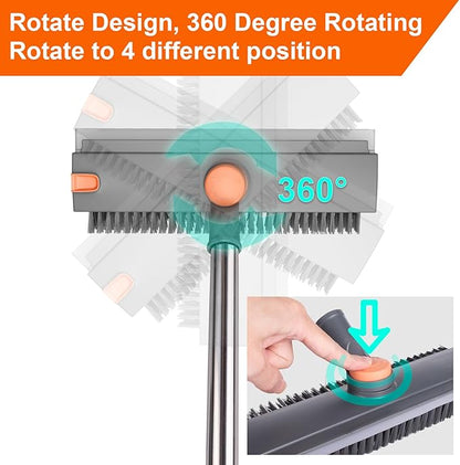 Floor Scrub Brush with Long Handle, BITOPE 3 in 1 Stiff Bristles Deck Brush