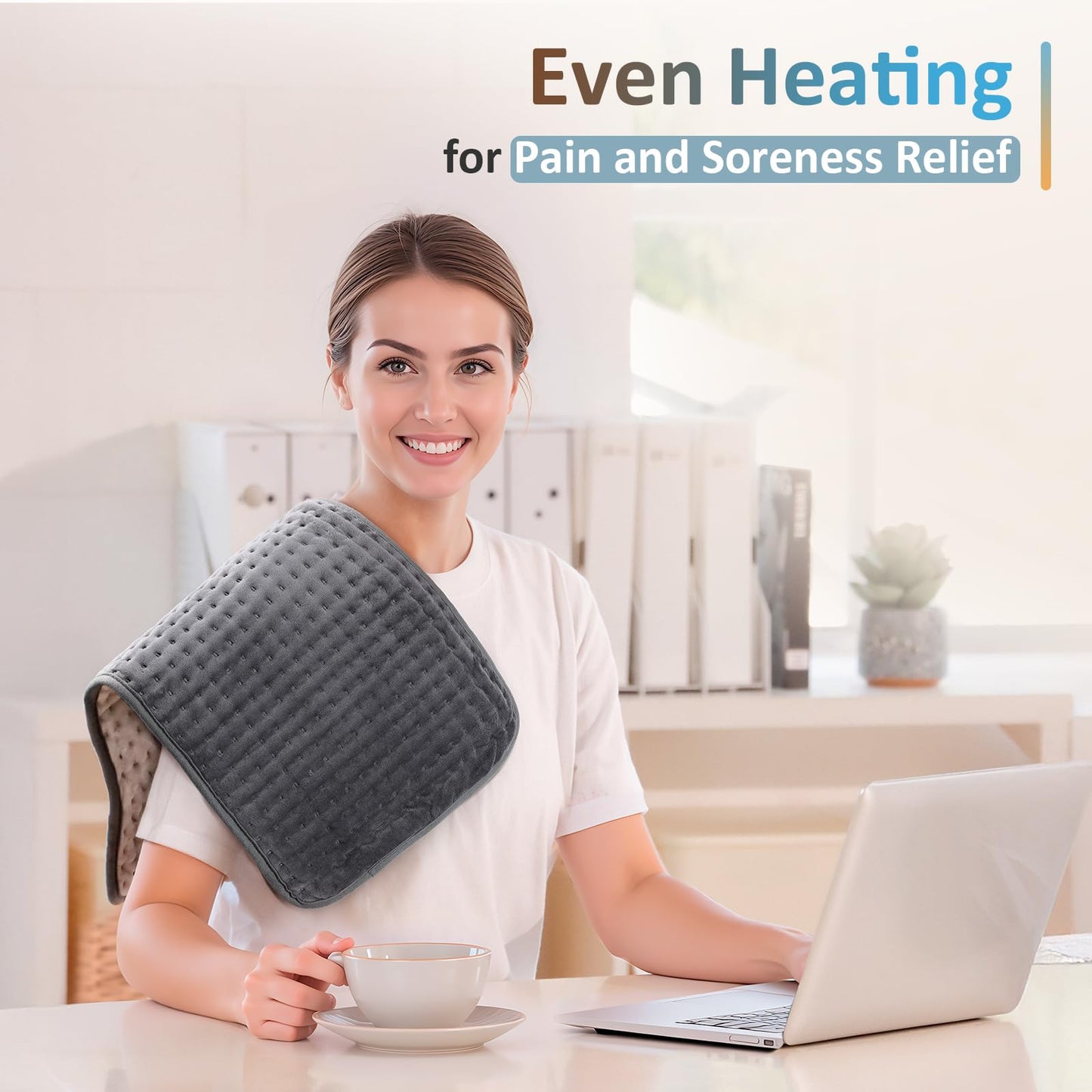 Comfytemp Heating Pad for Back Pain & Cramps Relief, FSA Eligible Electric Large Heat Pad, 2H Auto Off, Christmas Gifts for Women Men Mom Dad, HSA Moist Neck Shoulder Heated Pad, Washable, 12"x24"