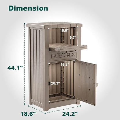 Package Delivery Box for Outside, Large Parcel Drop Box with Lockable Secure, Waterproof and Anti-Theft Storage for Porch, Curbside, House (Grey)