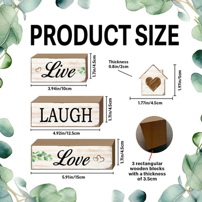 4 Pcs Sweet Home Table Decoration,Live Laugh Love Wooden Block Signs,Farmhouse Table Centerpiece for Living Room Entryway Table Mantel Kitchen Counter Decor