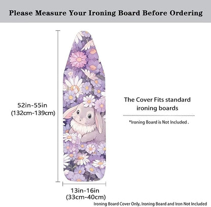 Daisy Bunny Iron Board Cover for Easter Standard Size Elastic Edge for Snug and