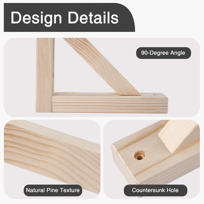 OVOV 4 Pack Wall Mount Wood Shelf Bracket Triangle Wooden Shelf Brackets for Plank Sconce Plug in Pendant Lamp Decorative DIY Wooden Bracket Include Mounting Screws 7 Inch