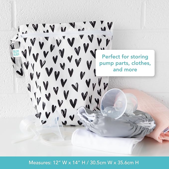 Bumkins Waterproof Wet Bag for Baby, Swim Suit, Cloth Diapers, Pump Parts