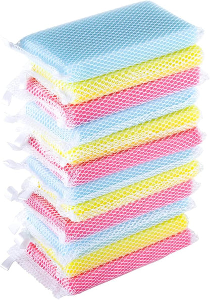Non-Scratch, Gentle Mesh Dishwashing Sponge, Quick Dry, Odor-Resistant Dish Sponge, Gentle Cleaning for Kitchen, Dishes, Household Cleaning, Stainless Steel & Non-Stick Pans (Pack of 12)
