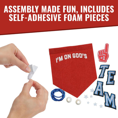 Fun Express I’m On God’s Team' Red Felt Banner Craft Kit – 12 Sets - Perfect for DIY Religious Decorations, Church Events & Sunday School Activities