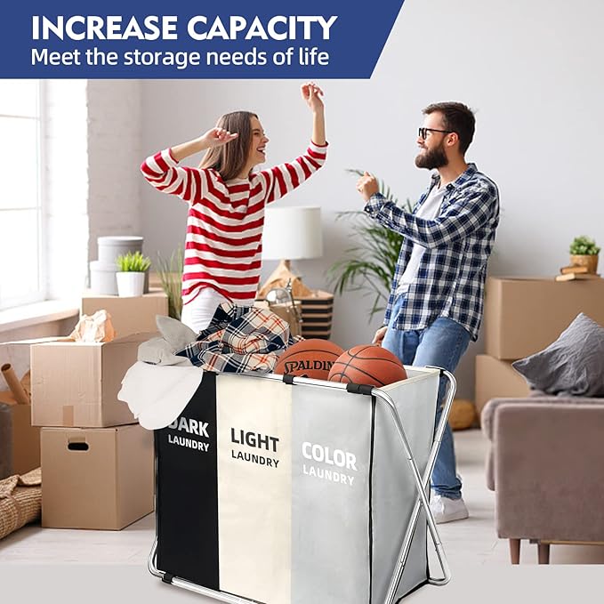 180L Large Laundry Basket, Freestanding Laundry Hamper, Collapsible Tall